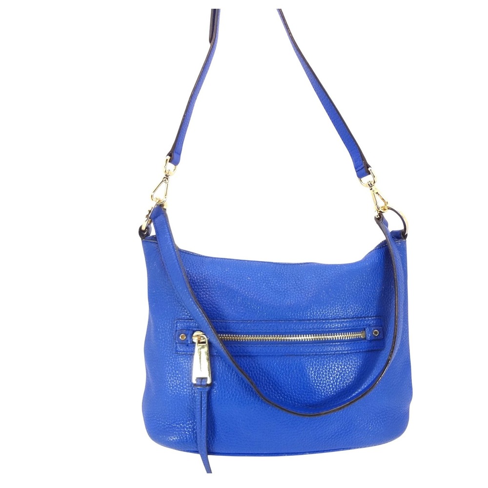 Michael Kors Bedford Crossbody Bag Medium Blue Fair Pebbled Leather Hobo